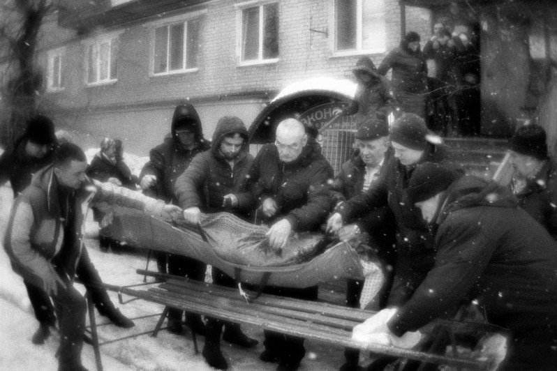 Мусульманские похороны, Менделеевск, Республика Татарстан, Россия. Март 2019