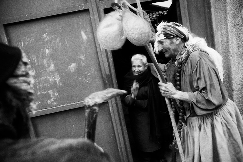 The joy of a villager at receiving a visit from “Velho” and “Galdrapa”, Miranda do Douro municipality, Bragança district, Trás-os-Montes region, Portugal. 2019