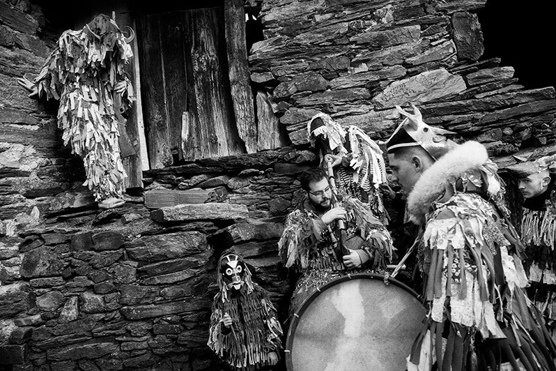 The “Caretos” during the “Ronda” around the village, Bragança municipality, Bragança district, Trás-os-Montes region, Portugal. 2019