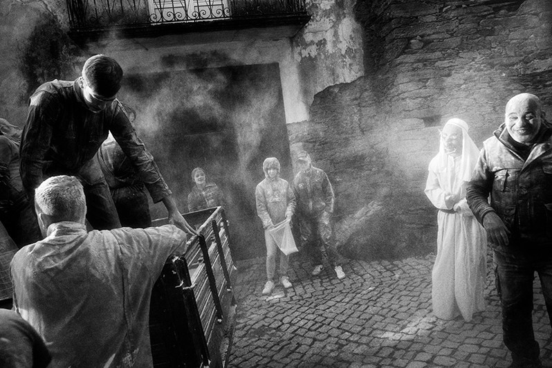 Until the “julgamento do Entrudo” throwing flour is the main fun, Vimioso municipality, Bragança district, Trás-os-Montes region, Portugal. 2023
