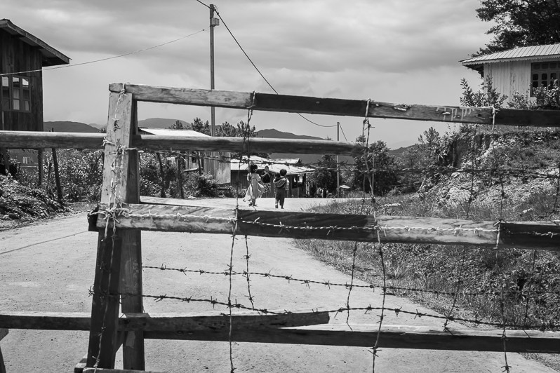 Check-point in Hnaring, the main town of the Lautu region in central Chin state, Myanmar. September 2022