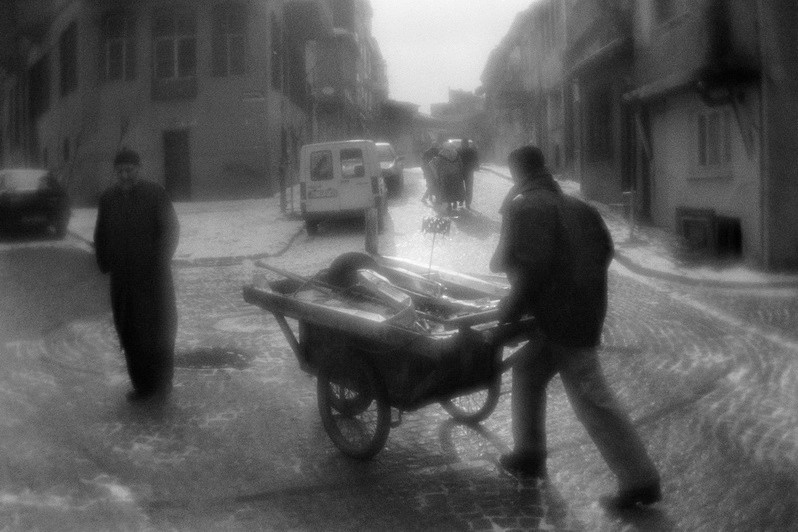 Scrap collector in Fatih district, Istanbul, Turkey. January 2008