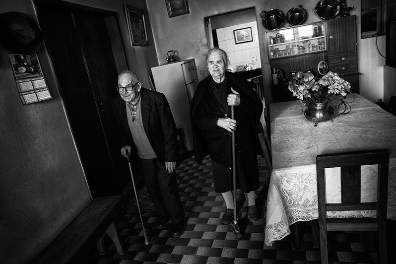 Happy couple to receive guests, Bragança district, Trás-os-Montes region, Portugal. 2019
