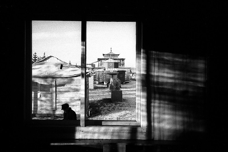 View of the temple at the Ivolginsky Datsan Buddhist Training Centre, Verkhnyaya Ivolga village, Buryatia, Russia. November 2001
