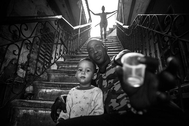 My neighbours in one of the blocks in downtown Havana for a time together, Maloja street, between Oquendo and Marqués González streets, Centro Habana district, Havana, Cuba. 2017
