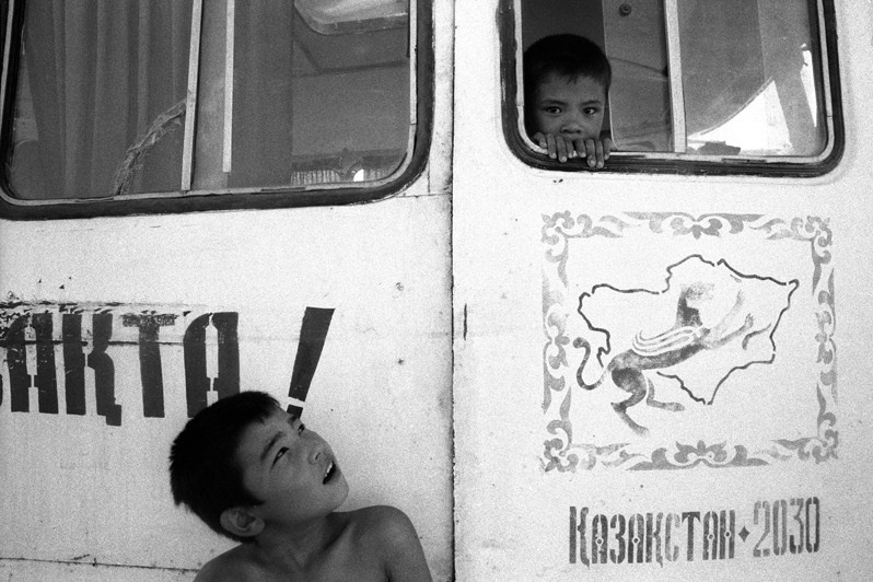The school bus, Bogen village, Aralsk district, Kyzyl-Orda region, Kazakhstan. August 2001