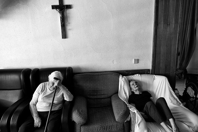 Ladies in nursing home, Bragança district, Trás-os-Montes region, Portugal. 2015