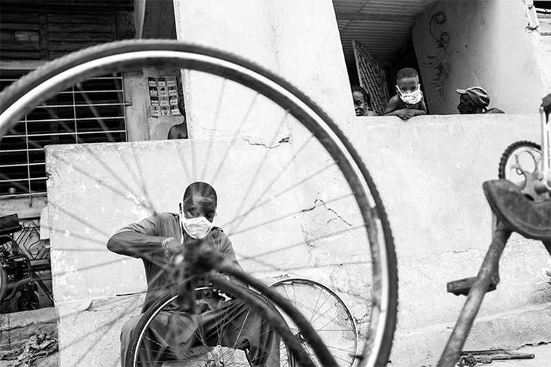 Family quarantined in their home in the neighbourhood of Jesús María, Centro Habana district, Havana, Cuba. 2020