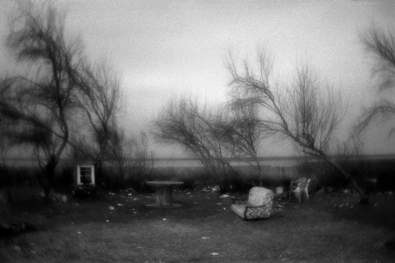 Place for a picnic on a spit in the Dardanelles Strait, near Çardak village, Denizli province, Turkey. January 2011