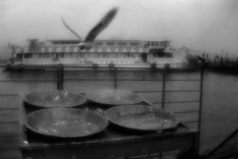 View from the embankment the Galata bridge to Golden Horn Bay, fish market, Karaköy district, Istanbul, Turkey. January 2008