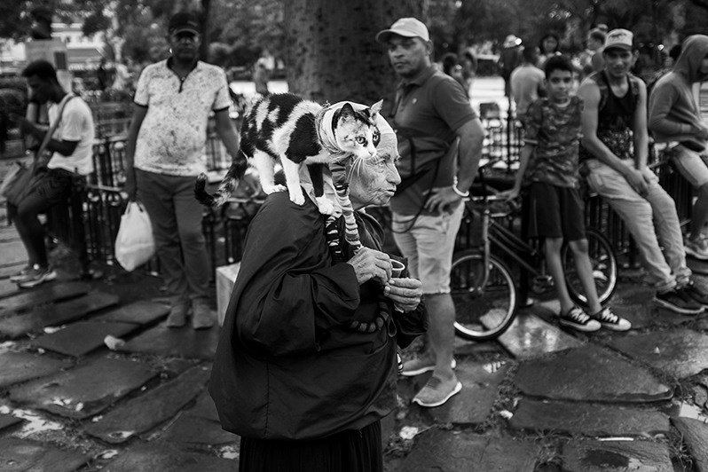Daily life at the bus stop in Central park, Centro Habana district, Havana, Cuba. 2022