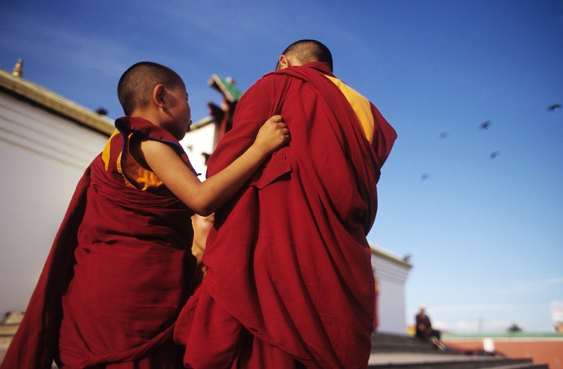 The monks of Gandan Monastery, Ulaanbataar, Mongolia. September 2011
