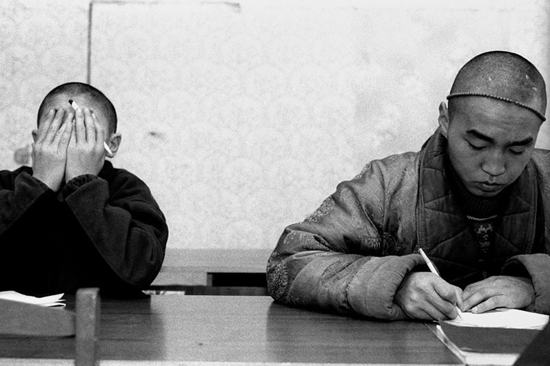 Datsan Ivolginsky Educational Centre prepares future lamas, Verkhnyaya Ivolga village, Buryatia, Russia. November 2001