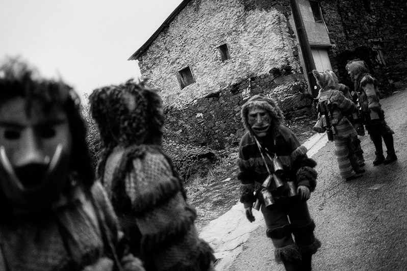 The “Máscaros” during the “Ronda” in the village, Vinhais municipality, Bragança district, Trás-os-Montes region, Portugal. 2017
