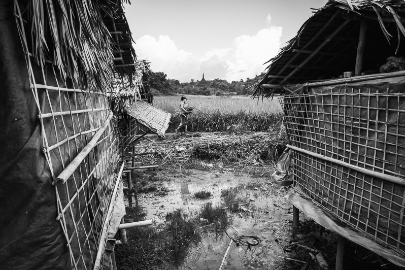 Newly arrived persons displaced by the conflict between the Aralkan Army and government troops, Mya Ta Zaung Monastery, Rakhine state, Myanmar. October 2019