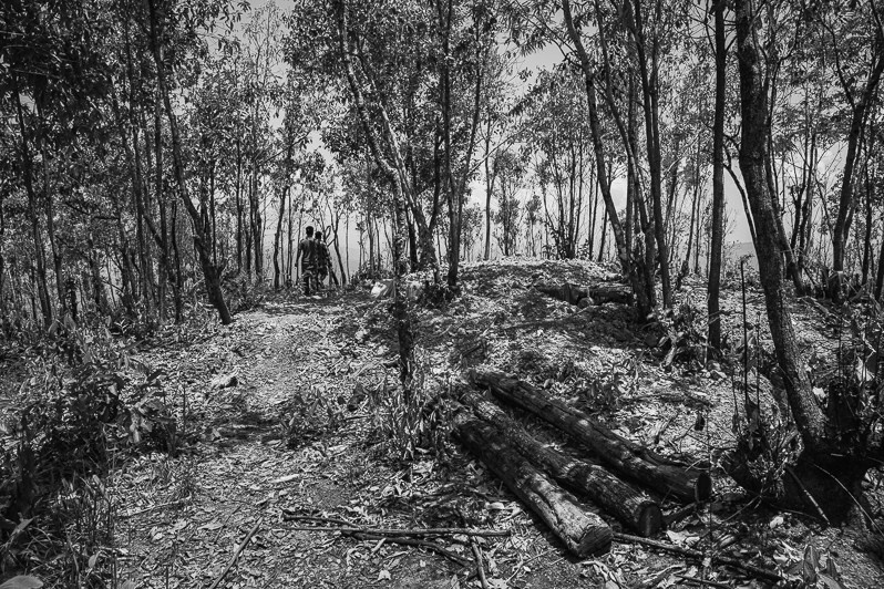 Chin National Defense Force military positions overlooking a Myanmar military base in Lian Hna camp, near Falam township, Chin state, Myanmar. May 2023