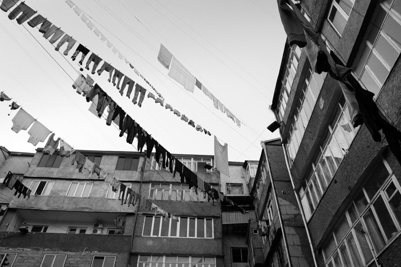 Between building blocks, Stepanakert, Nagorno Karabakh Republic. February 2014