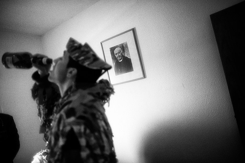 “Careto” drinks an alcoholic drink, Bragança municipality, Bragança district, Trás-os-Montes region, Portugal. 2020