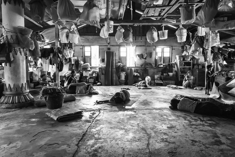 Arakanese IDP displaced from nearby villages, Aung Zaw Gyi Pagoda, Mrauk-Oo, Rakhine state, Myanmar. October 2019