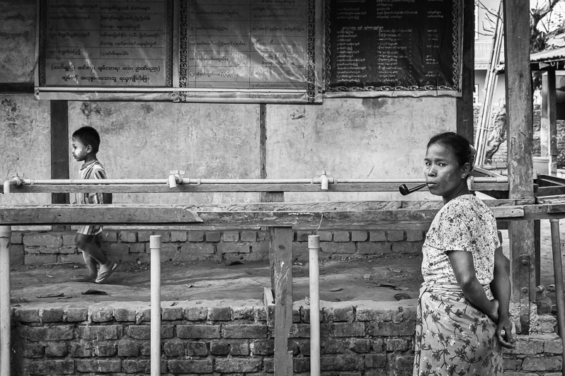 Arkanese IDPs in a Lahakaiza Monastery compound where more than 500 IDPs found refuge from war during the past months, Mrauk-Oo, Rakhine state, Myanmar. February 2020