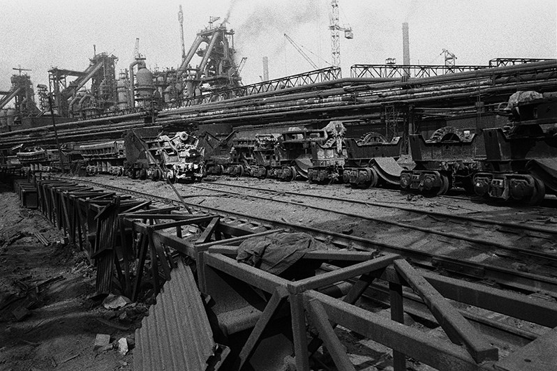 Железнодорожные пути на территории завода Запорожсталь, Запорожье, УССР. 1988
