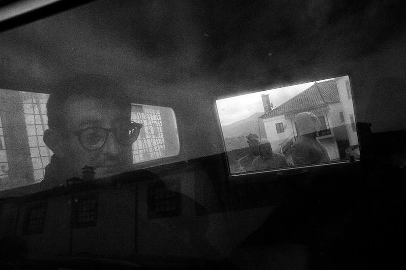 Village resident inside a motor vehicle, protected from the “Diabos”, Vinhais municipality, Bragança district, Trás-os-Montes region, Portugal. 2023