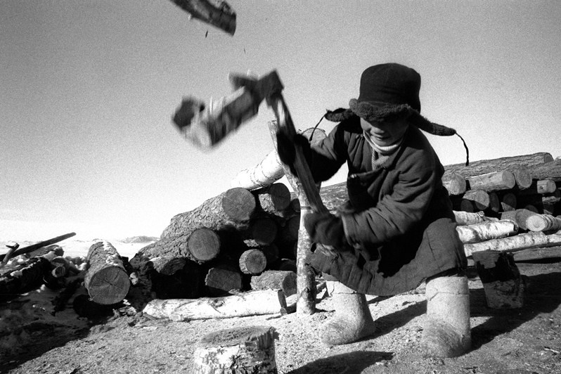 Повседневный труд для каждого, Жаргалантский район, провинция Туве, Монголия. Январь 2002