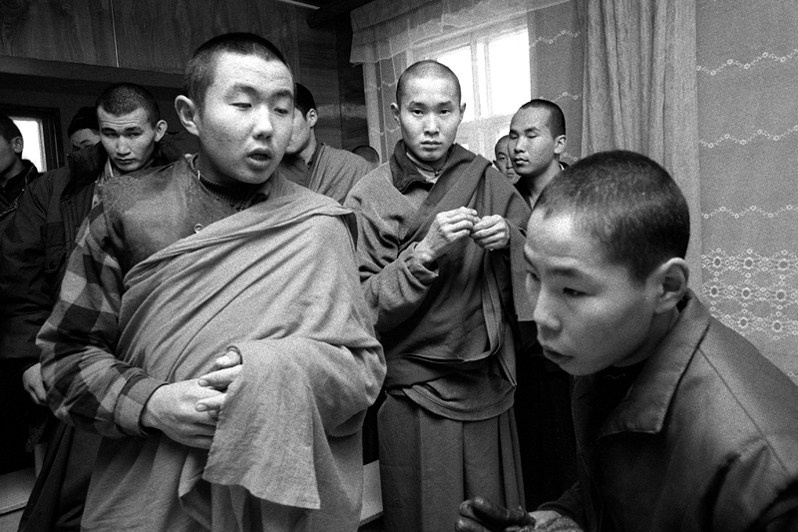 Sogdi's lesson is an exercise consisting of instant questions and answers, Verkhnyaya Ivolga village, Buryatia, Russia. November 2001
