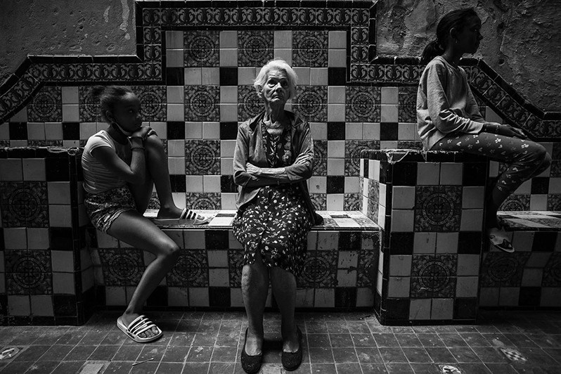 Interior of the former Surf Hotel, now a very poorly maintained apartment block, Centro Habana district, Havana, Cuba. 2022