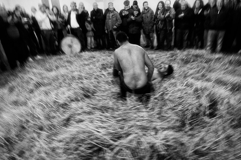 One of the boys lost in “Galhofa”: the winner managed to immobilize him by placing his back on the ground, Bragança municipality, Bragança district, Trás-os-Montes region, Portugal. 2018