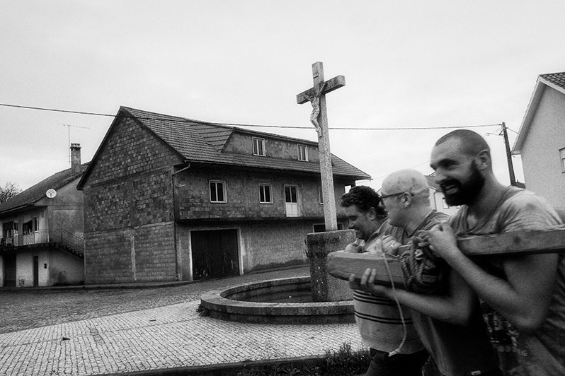 The boys and all their strength to pull the ox cart, Bragança municipality, Bragança district, Trás-os-Montes region, Portugal. 2022