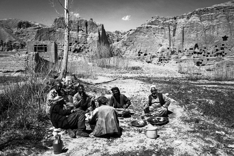 Workers take a break for tea and prayer, near Bamyan, Afghanistan. 2024