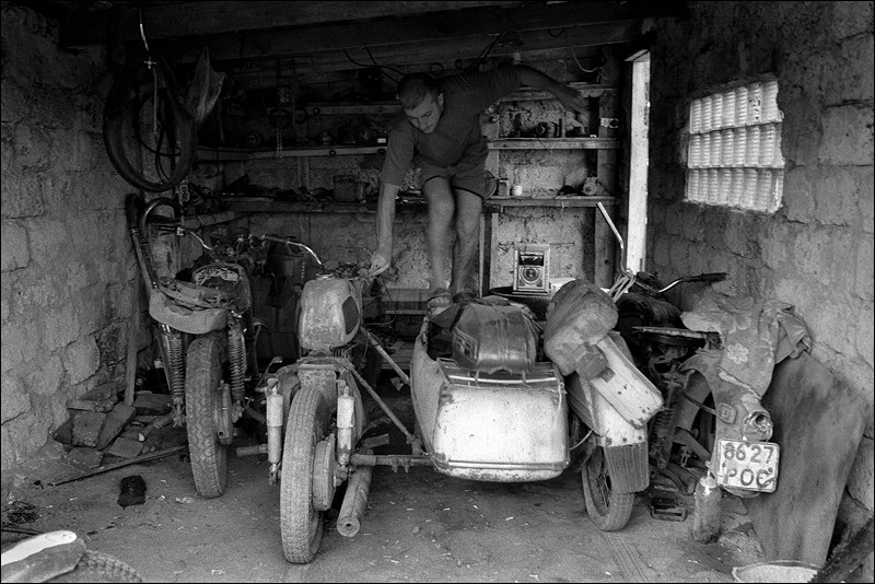 In the garage for motorcyclesfarm of Senshin, farm of Senshin, village of Oblivskaya district, Rostov-on-Don region, Russia, July 2010