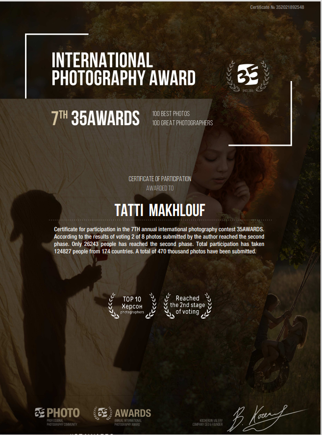 AWARDS. School and commercial photographer