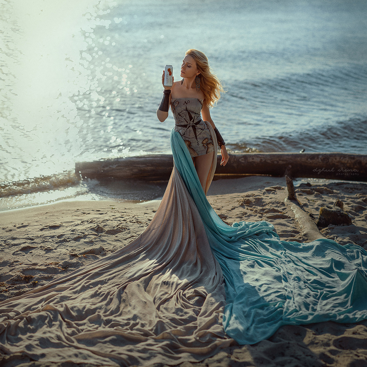 Shooting for the brand. Vikings drink LUUFEN. Symbol Compass. Art photographer in Amsterdam, the Netherlands Irina Dzhul