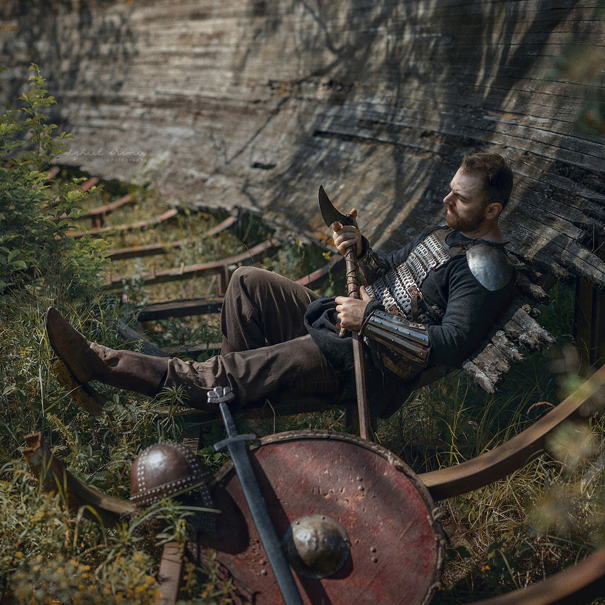 Shooting for the brand. Vikings drink LUUFEN. Symbol Ship. Art photographer in Amsterdam, the Netherlands Irina Dzhul