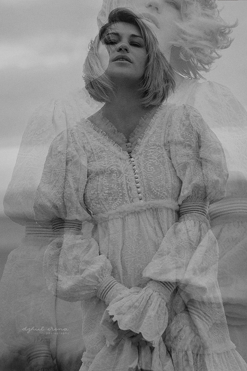 Black and white photoshoot on the Northern Sea. Art photographer in Amsterdam, the Netherlands Irina Dzhul