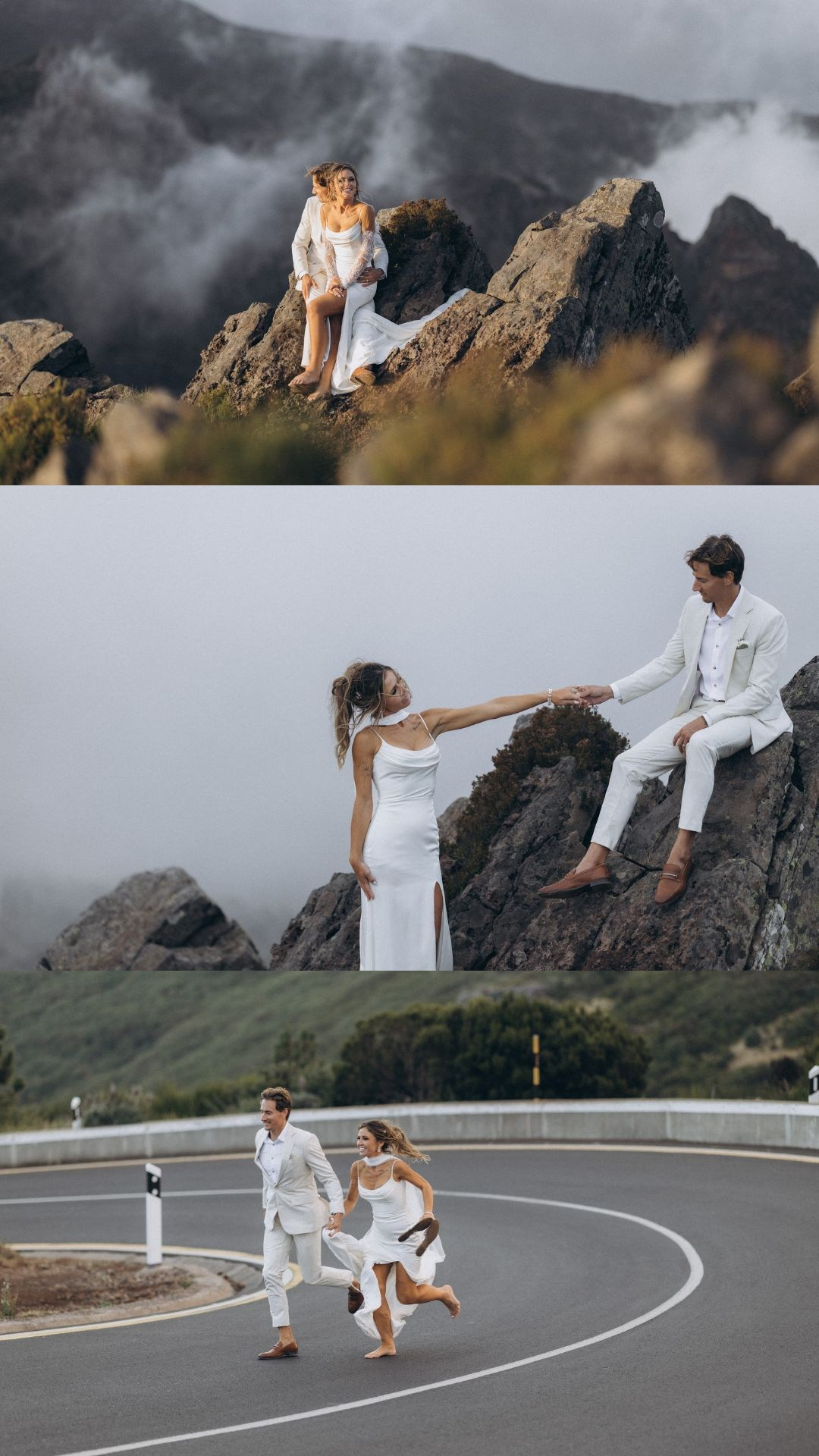 Madeira elopement story featuring getting ready, first look, cliffside vows and Pico do Arieiro.