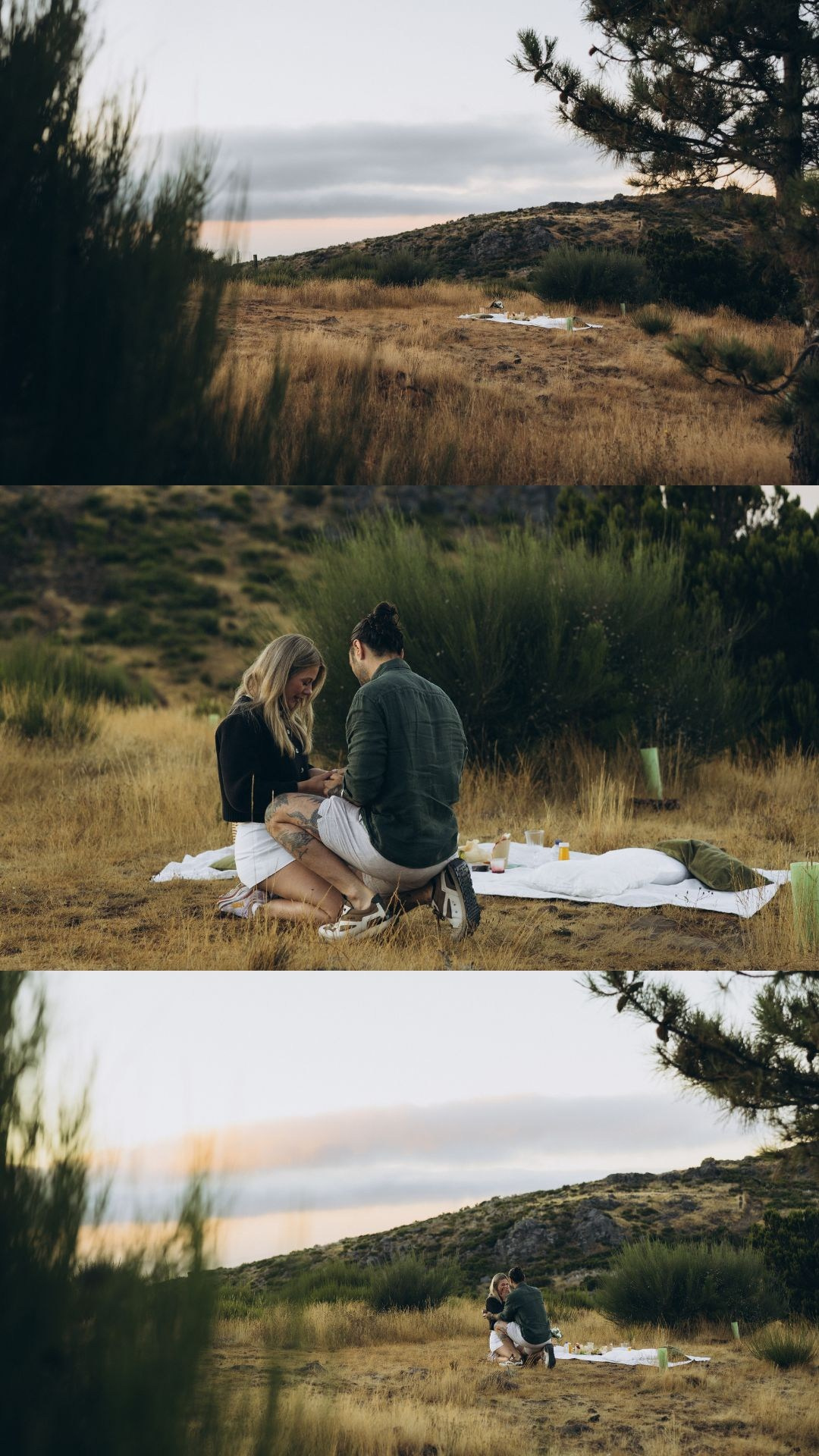Secret sunrise proposal collage at Pico do Arieiro, Madeira.