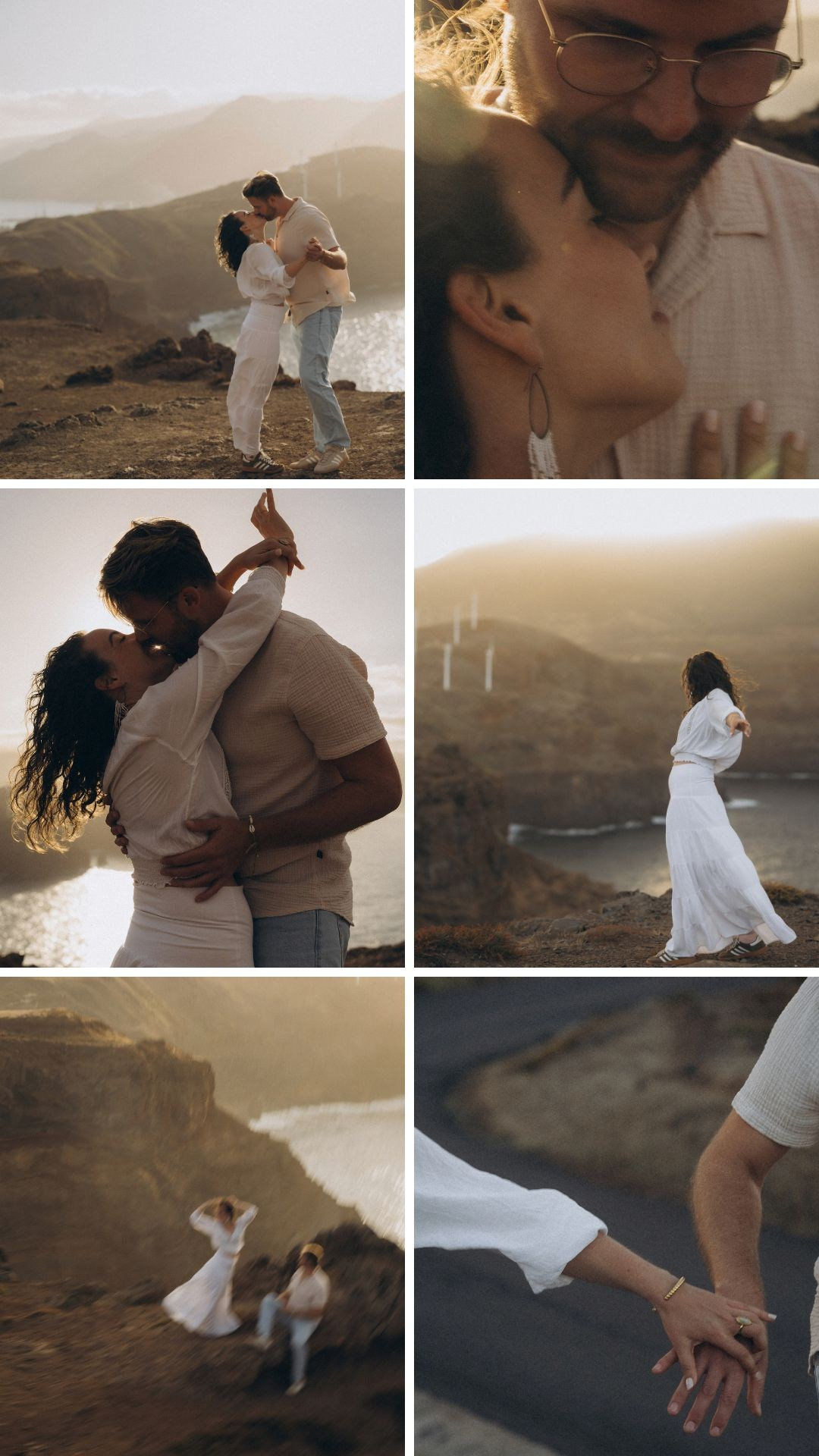 Cinematic couple portraits with golden light and Atlantic Ocean views