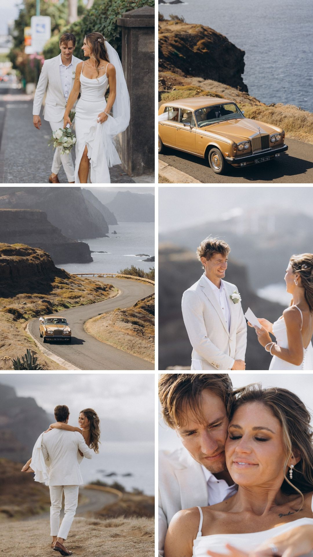 Madeira elopement story featuring getting ready, first look, cliffside vows and Pico do Arieiro.