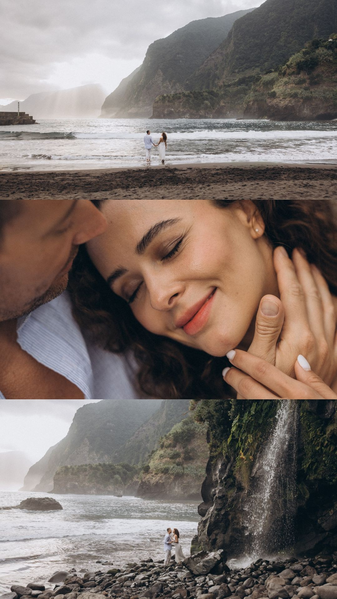 Collection of engagement photos from Seixal Beach, Madeira.