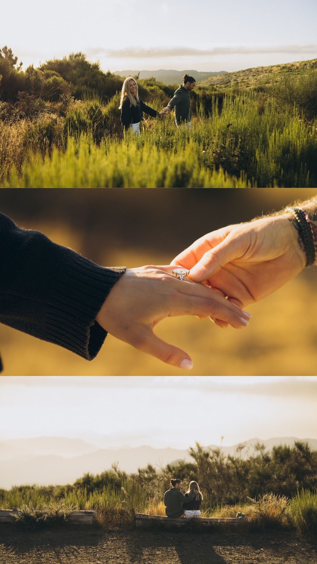Cinematic sunrise proposal photography collage in the mountains of Madeira.