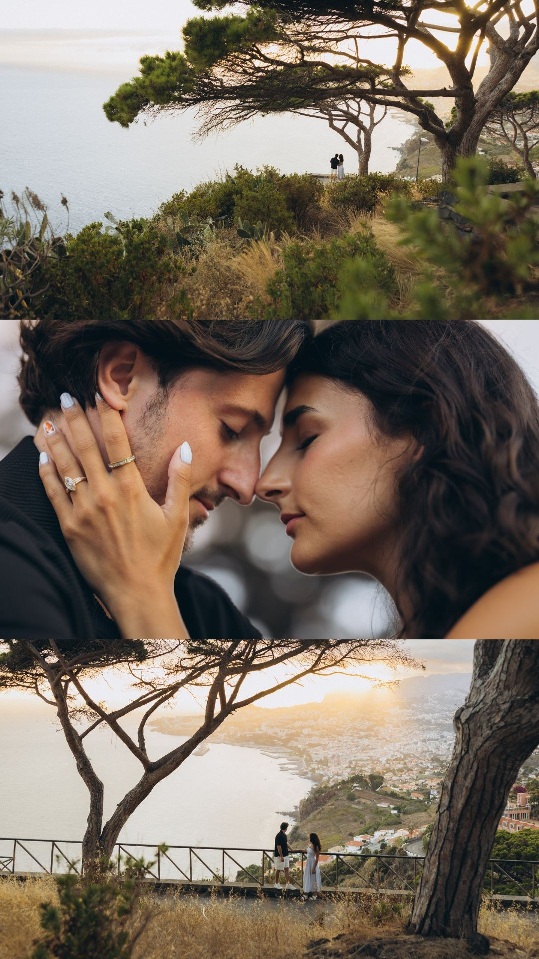 Secret proposal collage at a Funchal viewpoint overlooking the Atlantic Ocean, Madeira.