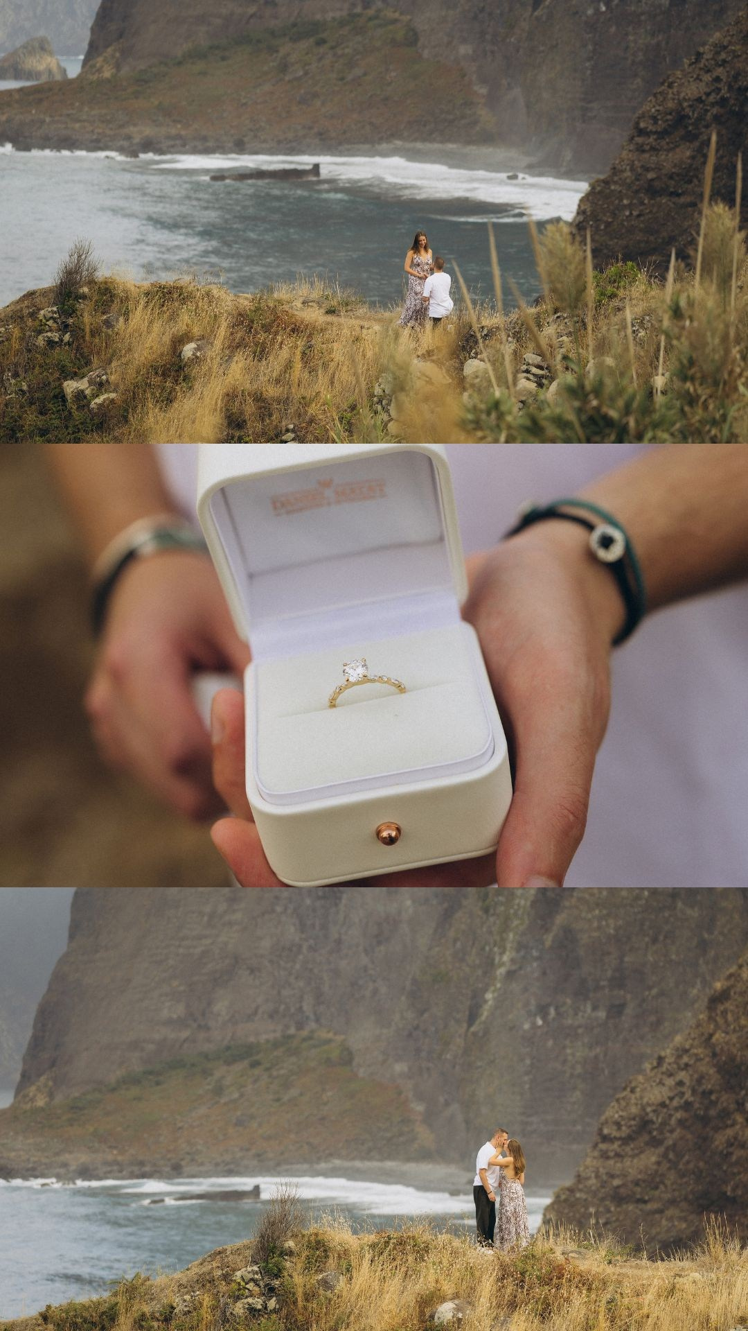 Secret proposal at Miradouro do Guindaste, Madeira overlooking the Atlantic Ocean.