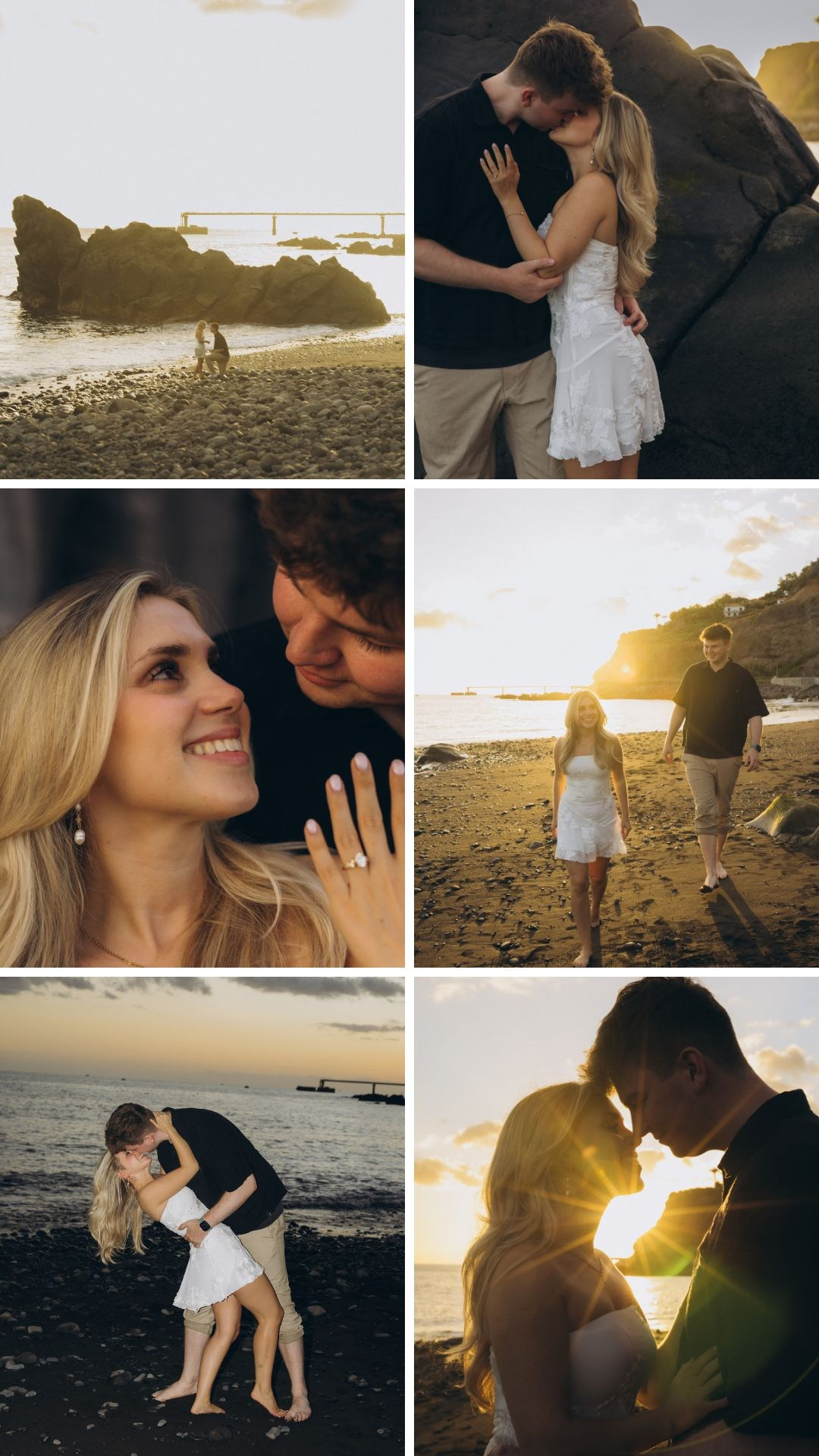 Romantic engagement highlights captured at Formosa Beach during sunset.