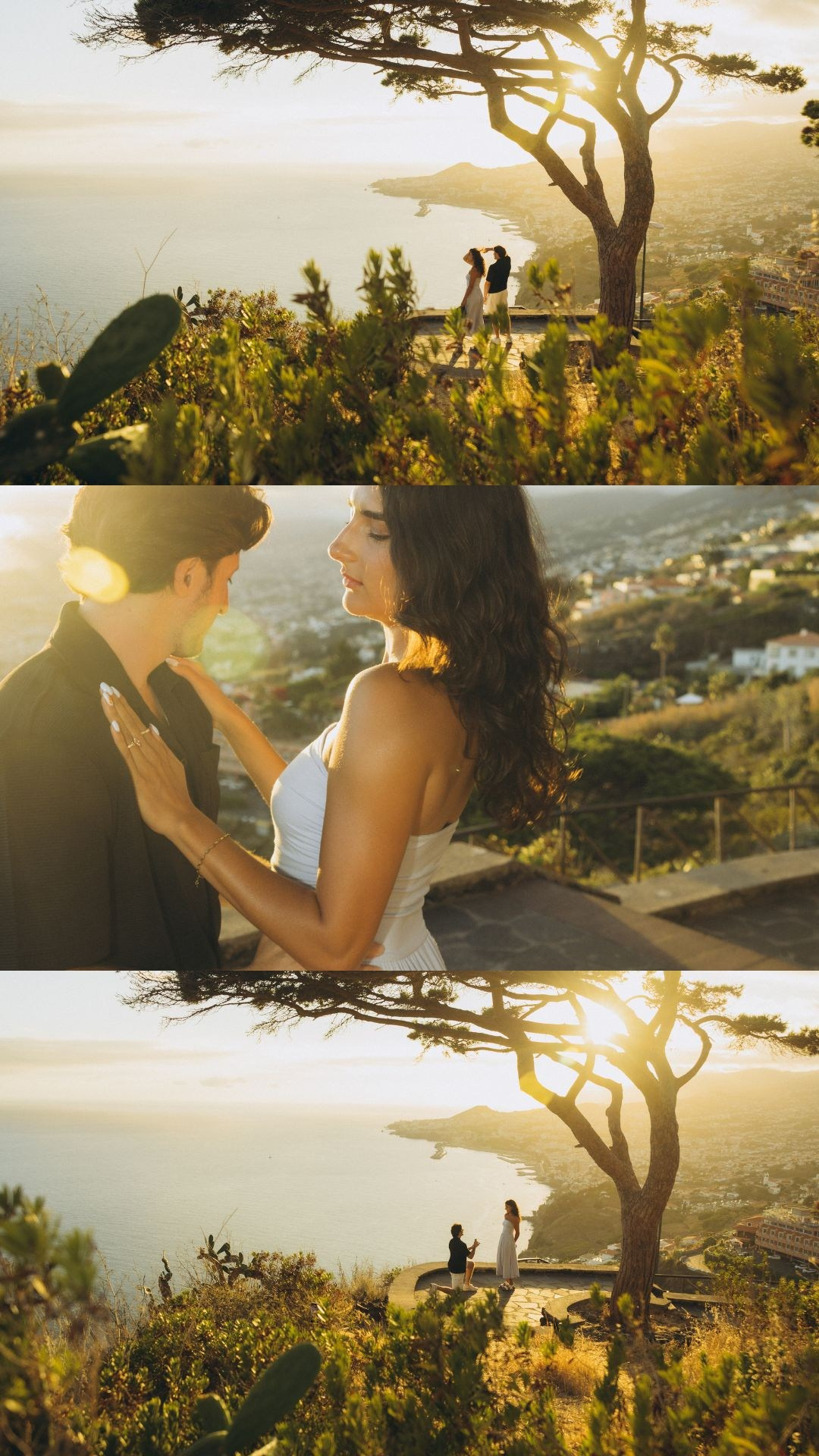 Secret proposal collage at a Funchal viewpoint overlooking the Atlantic Ocean, Madeira.