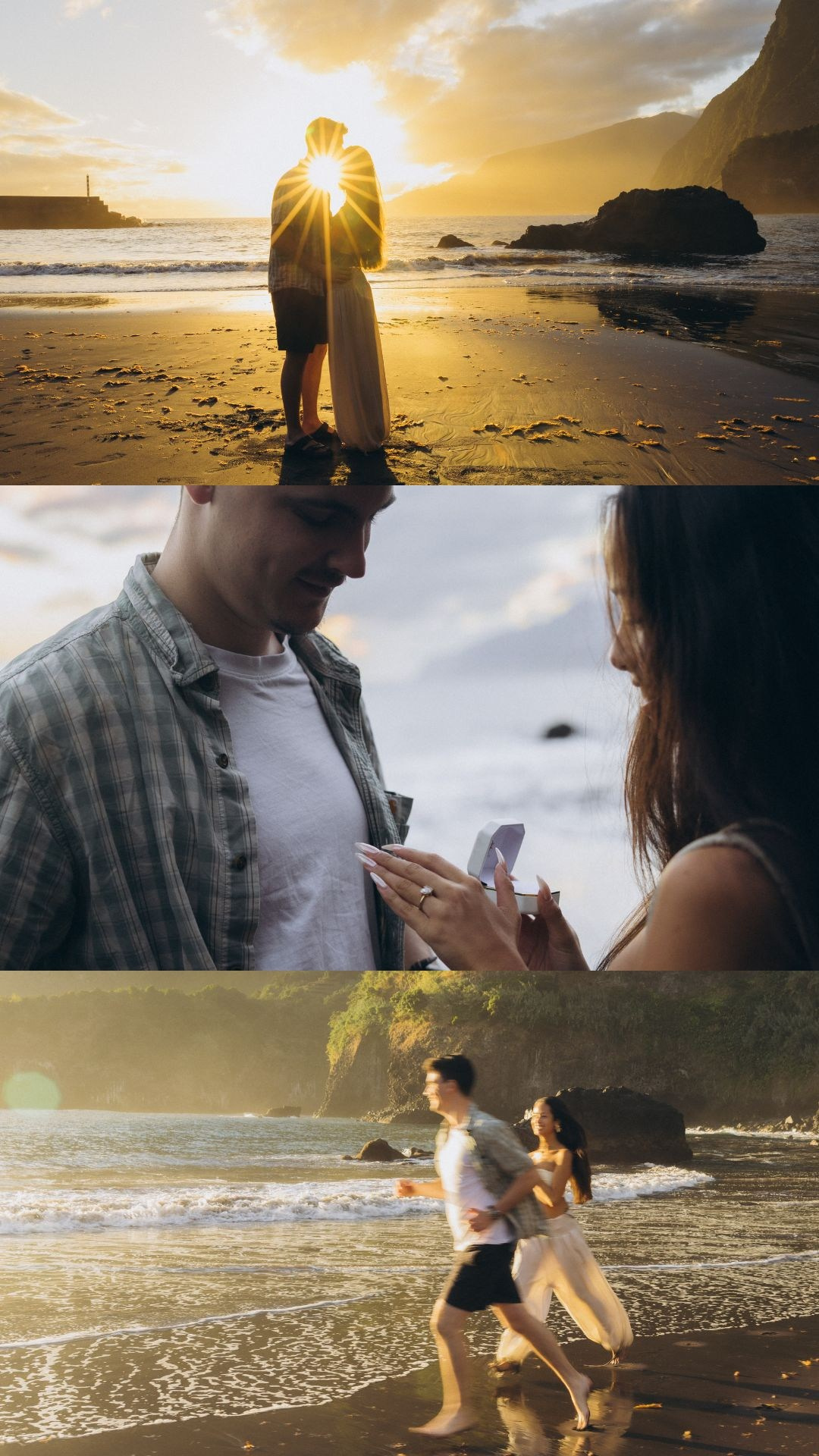 Collection of surprise proposal moments at Seixal Beach followed by an engagement session at São Lourenço.