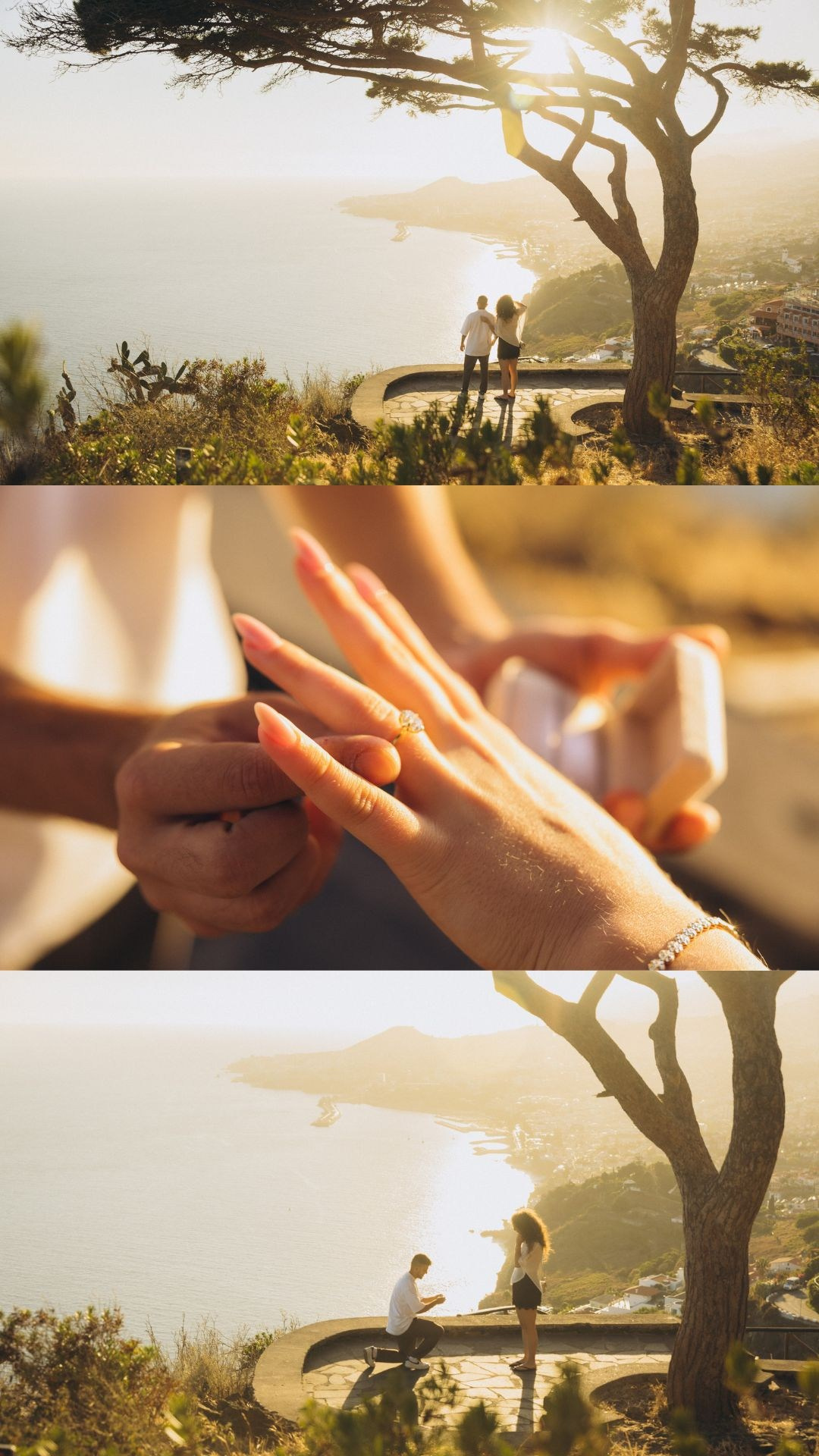 Secret proposal collage at a Funchal viewpoint overlooking the Atlantic Ocean, Madeira.