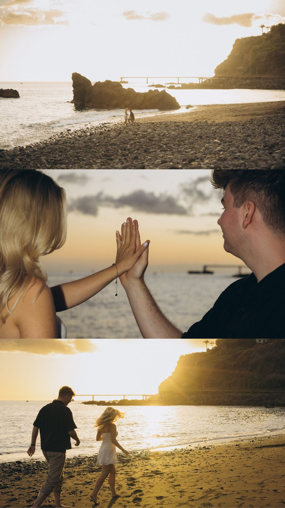 Secret sunset proposal collage at Formosa Beach, Funchal, Madeira.